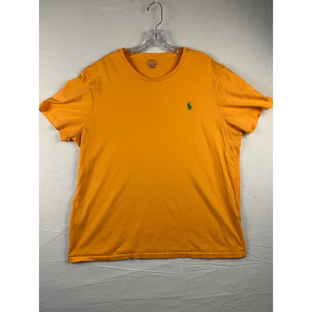 Polo Ralph Lauren Mens XL Custom Slim Fit Orange T-Shirt Green Pony Cotton